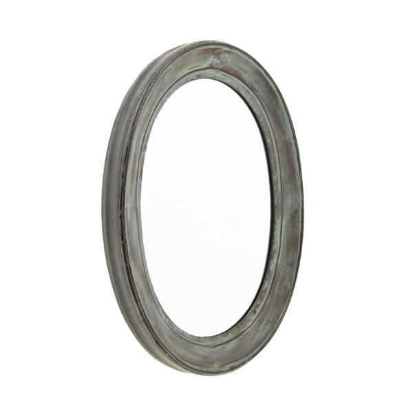 Zentique Rund Round Mirror 17.5x22 in – Iron Frame, MDF Backing, Durable Modern Wall Mirror for Entryway and Bath EZT142466V