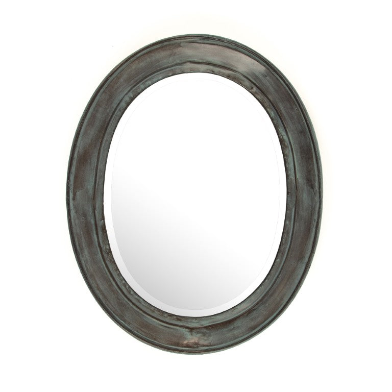 Zentique Rund Round Mirror 17.5x22 in – Iron Frame, MDF Backing, Durable Modern Wall Mirror for Entryway and Bath EZT142466V