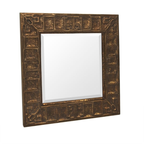 Zentique Lancelin Square Mirror with Metal-Accented Frame — Compact 33cm Modern Wall Mirror for Entryway EZT160041