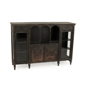 Zentique Esme Industrial Metal Buffet with Tempered Glass Shelves, 48"W Durable Powder-Coat Finish Storage EZT160559
