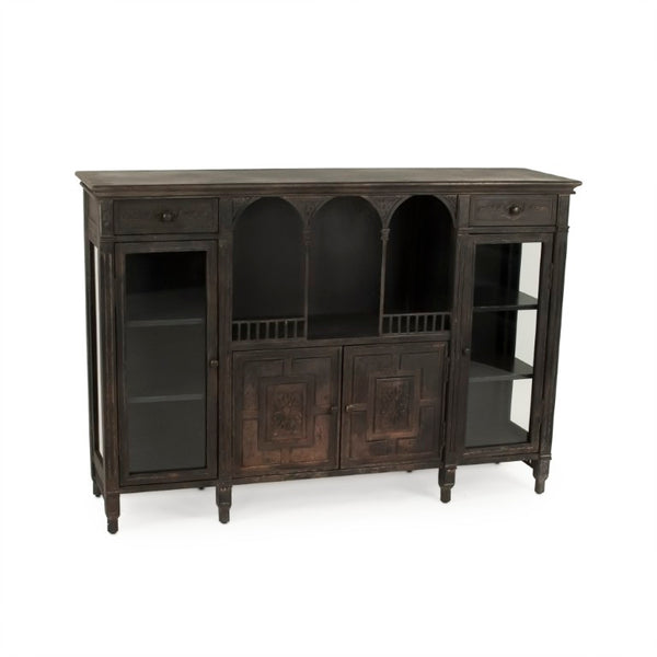Zentique Esme Industrial Metal Buffet with Tempered Glass Shelves, 48"W Durable Powder-Coat Finish Storage EZT160559
