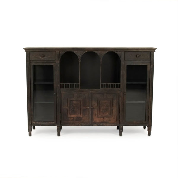 Zentique Esme Industrial Metal Buffet with Tempered Glass Shelves, 48"W Durable Powder-Coat Finish Storage EZT160559
