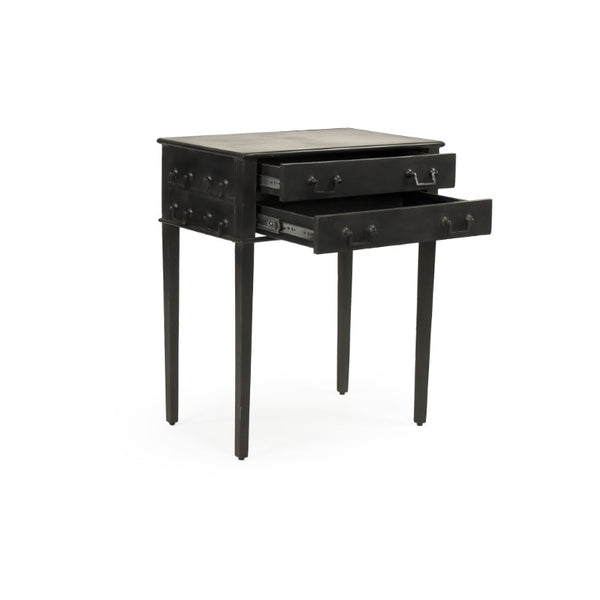 Zentique Delane Industrial Metal Side Table W24 x H29.5 x D16 — Durable Minimalist Nightstand & Plant Stand for Modern Homes EZT160575