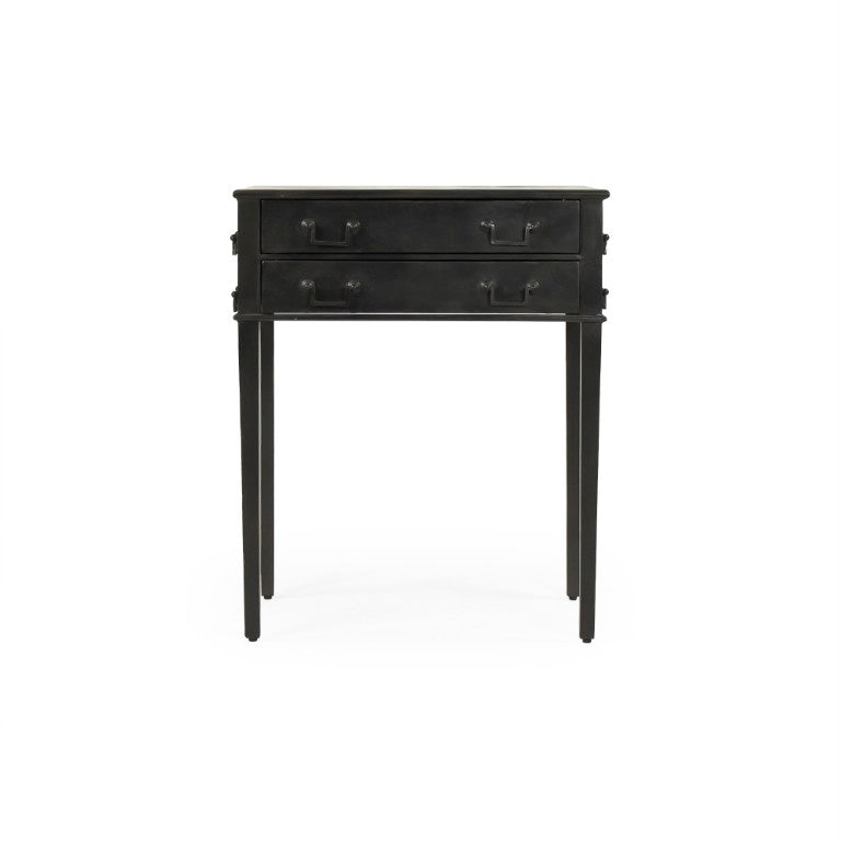 Zentique Delane Industrial Metal Side Table W24 x H29.5 x D16 — Durable Minimalist Nightstand & Plant Stand for Modern Homes EZT160575