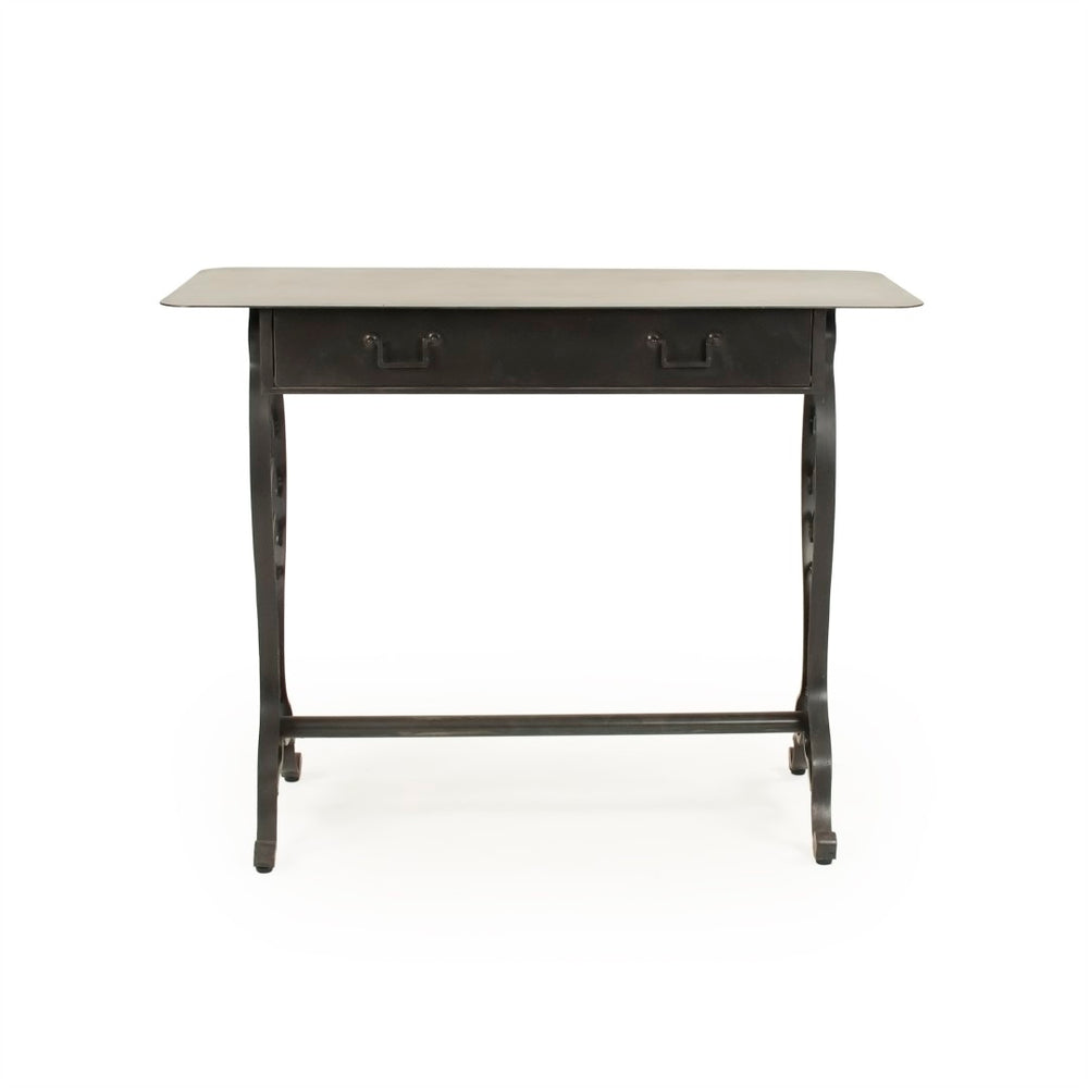 Zentique Maelle Iron Console Table – Timeless Antique Brown Elegance For Modern Home Decor & Entryways Antique Brown Metal Ezt160594