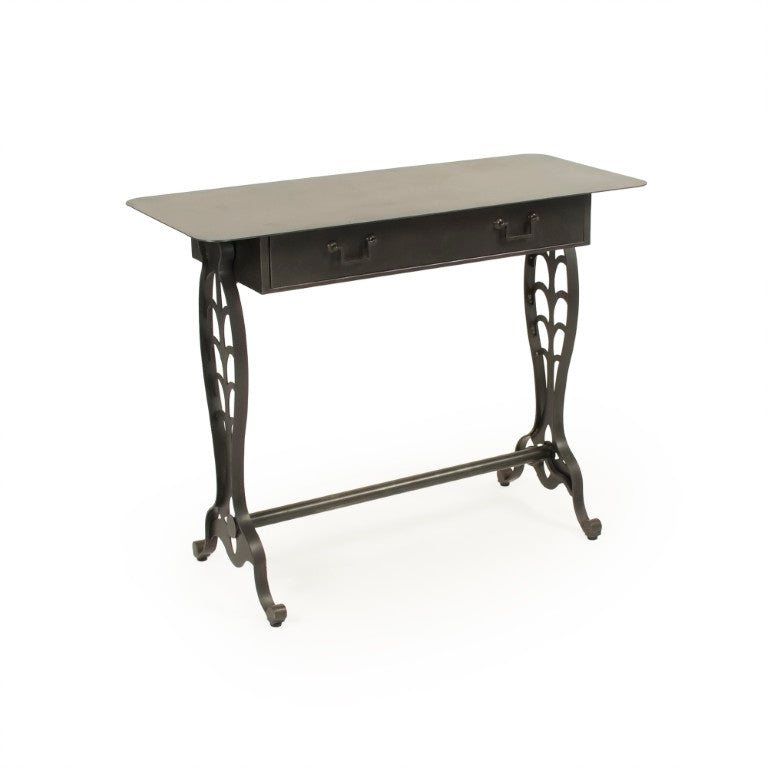 Zentique Maelle Iron Console Table — Industrial Minimalist Sofa & Entryway Table, Solid Iron, Narrow 39.5" EZT160594
