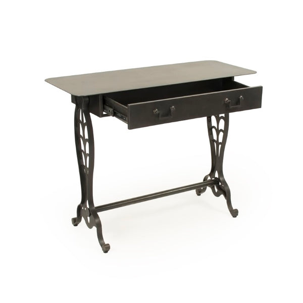 Zentique Maelle Iron Console Table — Industrial Minimalist Sofa & Entryway Table, Solid Iron, Narrow 39.5" EZT160594