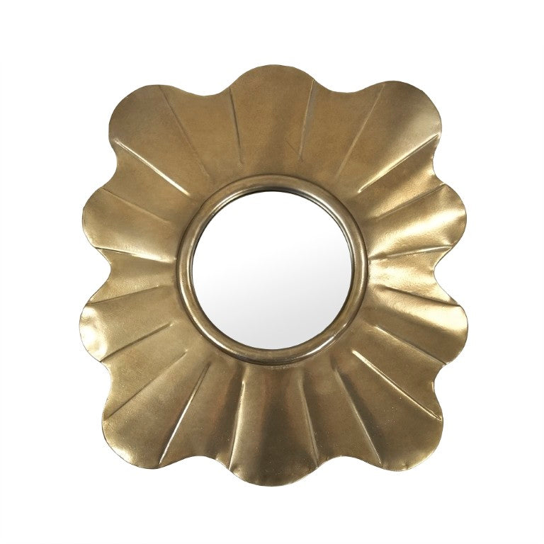 Zentique Flora Iron Floral Wall Mirror — 14"x15.5" Compact Decorative Mirror with MDF Backing, Modern Elegance EZT170504