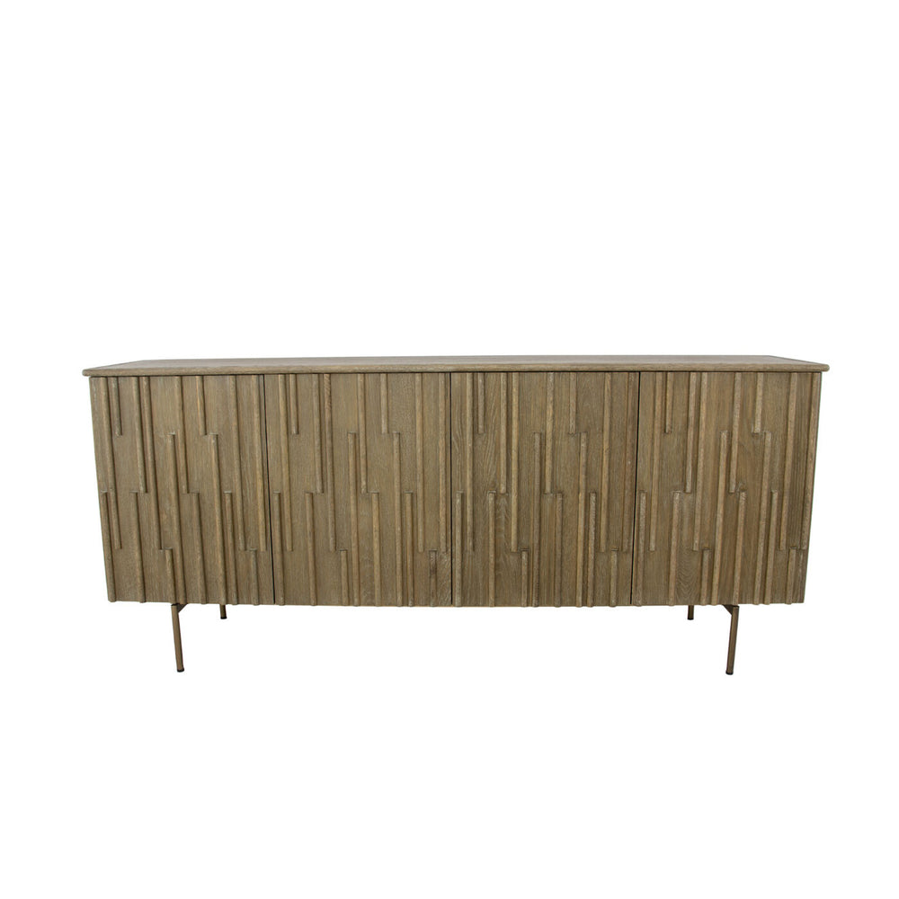 Zeugma Eaton Buffet - Antique Light Brown Solid Wood Storage With 4 Spacious Drawers & Durable Finish Antiqued Light Brown Wood Finish With Lightly Whitewashed Solid Wood Eaton Buffet