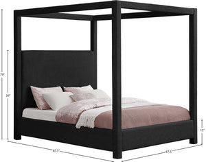 Eden Black Boucle Fabric Queen Bed EdenBlack-Q Meridian Furniture