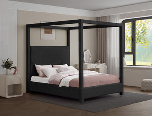Eden Black Boucle Fabric Queen Bed EdenBlack-Q Meridian Furniture