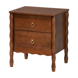 Baxton Studio Seamus Queen Bedroom Set Solid Rubberwood Farmhouse Platform Bed with Nightstand