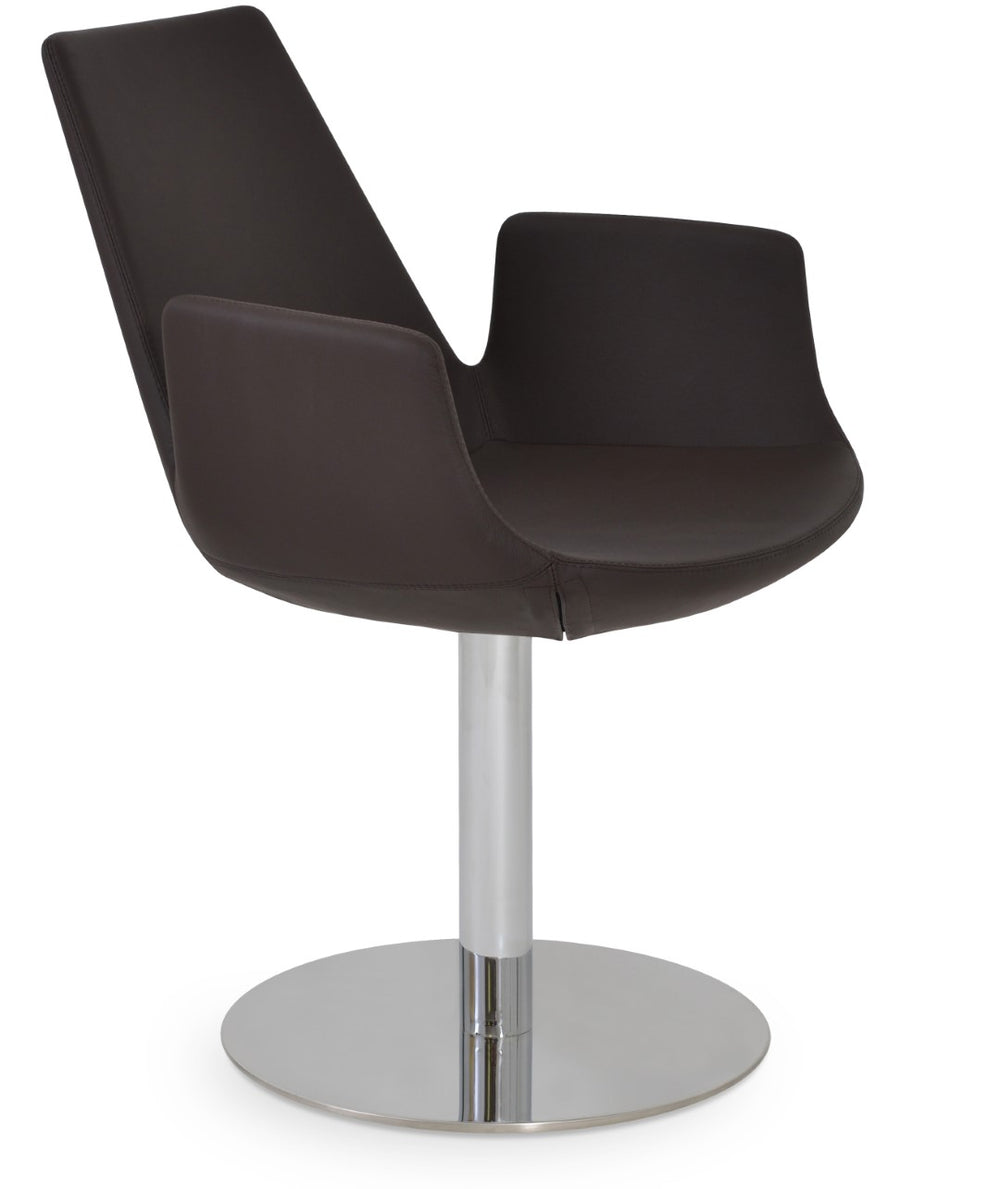 Soho Concept Eiffel Arm Piston Stool With Full Footrest - Adjustable Leatherette Dining Chair, 2-year Guarantee Brown  Soho-concept-dining-chair-03027