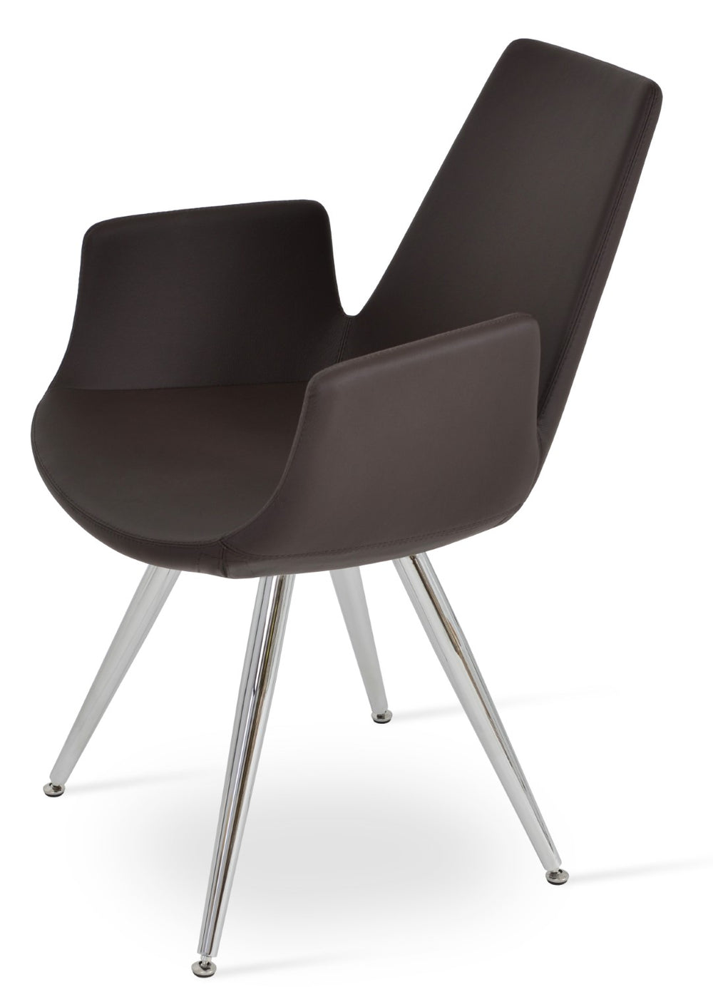 Soho Concept Eiffel Arm Galata Dining Chair - Soft Leatherette, Chrome Legs, Stylish Design, 2-year Guarantee Chrome,Brown Steel Tubular Legs Soho-concept-dining-chair-03042