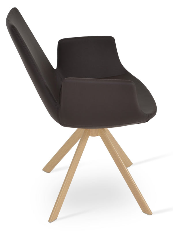 Soho Concept Eiffel Arm Wood Counter And Bar Chair - Stylish Solid Wood With Brass Footrest, 5-year Warranty! Natural,Brown  Soho-concept-dining-chair-03054