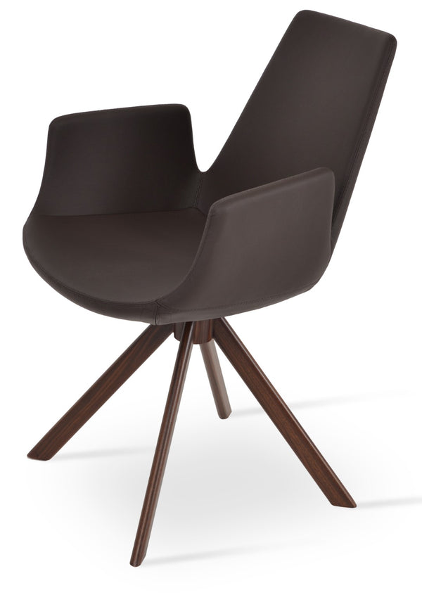 Soho Concept Eiffel Arm Wood Counter And Bar Chair - Stylish Solid Wood With Brass Footrest, 5-year Warranty! Walnut,Brown  Soho-concept-dining-chair-03056