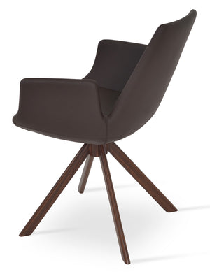 Soho Concept Eiffel Arm Wood Counter And Bar Chair - Stylish Solid Wood With Brass Footrest, 5-year Warranty! Walnut,Brown  Soho-concept-dining-chair-03056