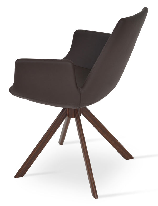 Soho Concept Eiffel Arm Wood Counter And Bar Chair - Stylish Solid Wood With Brass Footrest, 5-year Warranty! Walnut,Brown  Soho-concept-dining-chair-03056
