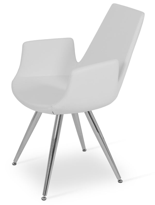 Soho Concept Eiffel Arm Office Chair With Adjustable Height, Premium Leatherette, And 2-year Guarantee – Limited Stock! Chrome,White  Soho-concept-dining-chair-02720