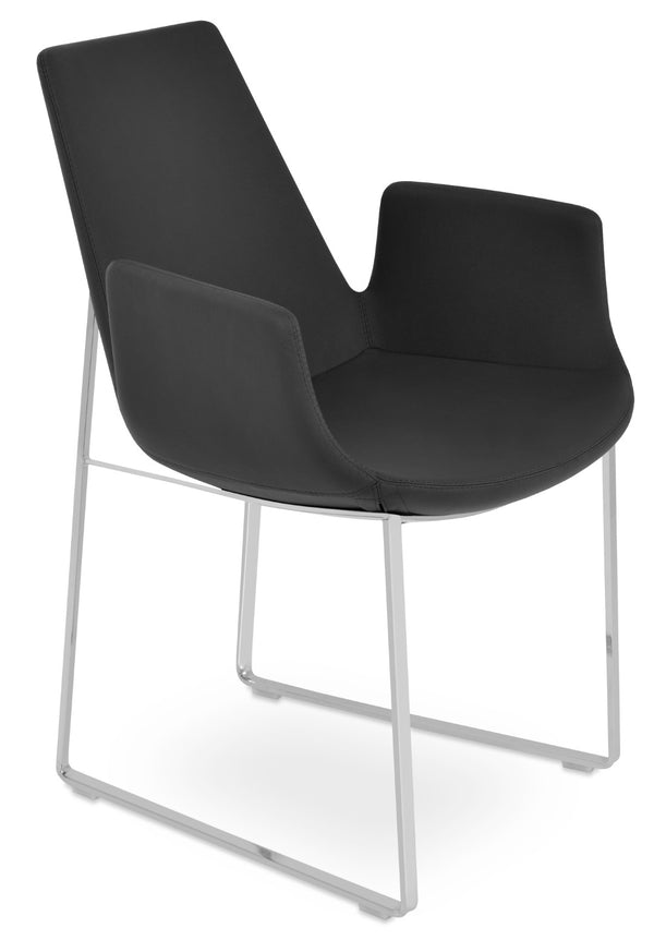 Soho Concept Eiffel Arm Piston Stool With Full Footrest - Adjustable Leatherette Dining Chair, 2-year Guarantee Black  Soho-concept-dining-chair-02864