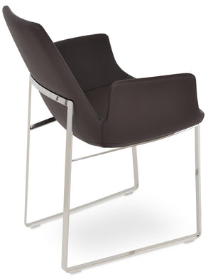 Soho Concept Eiffel Arm Piston Stool With Full Footrest - Adjustable Leatherette Dining Chair, 2-year Guarantee Brown  Soho-concept-dining-chair-02865