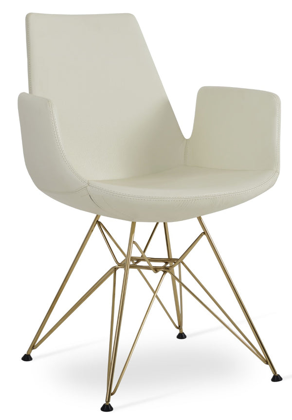Soho Concept Eiffel Arm Office Chair - Stylish Camira Yoredale Boucle Fabric With 10-year Guarantee & Comfort Gold,Cream  Soho-concept-dining-chair-03012