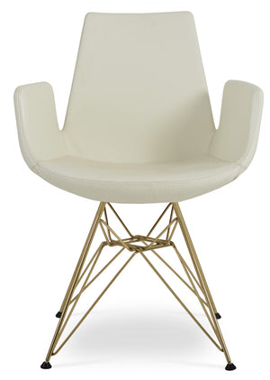 Soho Concept Eiffel Arm Office Chair - Stylish Camira Yoredale Boucle Fabric With 10-year Guarantee & Comfort Gold,Cream  Soho-concept-dining-chair-03013