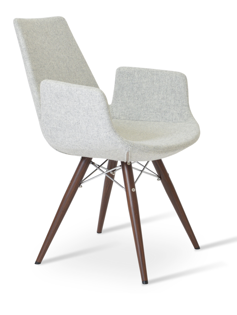 Soho Concept Eiffel Arm Pyramid-mw Dining Chair In Camira Blazer Wool With 10-year Guarantee & Elegant Design Walnut,Silver  Soho-concept-dining-chair-03014