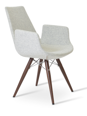 Soho Concept Eiffel Arm Pyramid-mw Dining Chair In Camira Blazer Wool With 10-year Guarantee & Elegant Design Walnut,Silver  Soho-concept-dining-chair-03014
