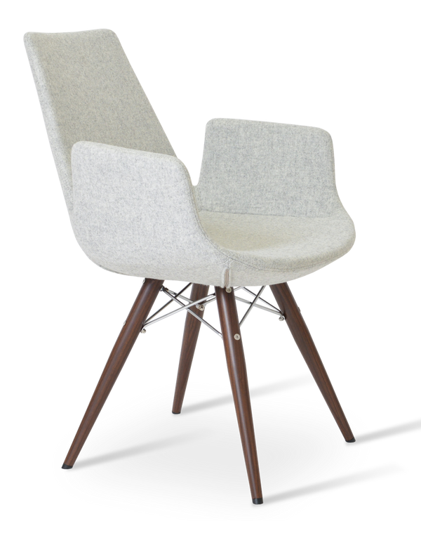 Soho Concept Eiffel Arm Pyramid-mw Dining Chair In Camira Blazer Wool With 10-year Guarantee & Elegant Design Walnut,Silver  Soho-concept-dining-chair-03014