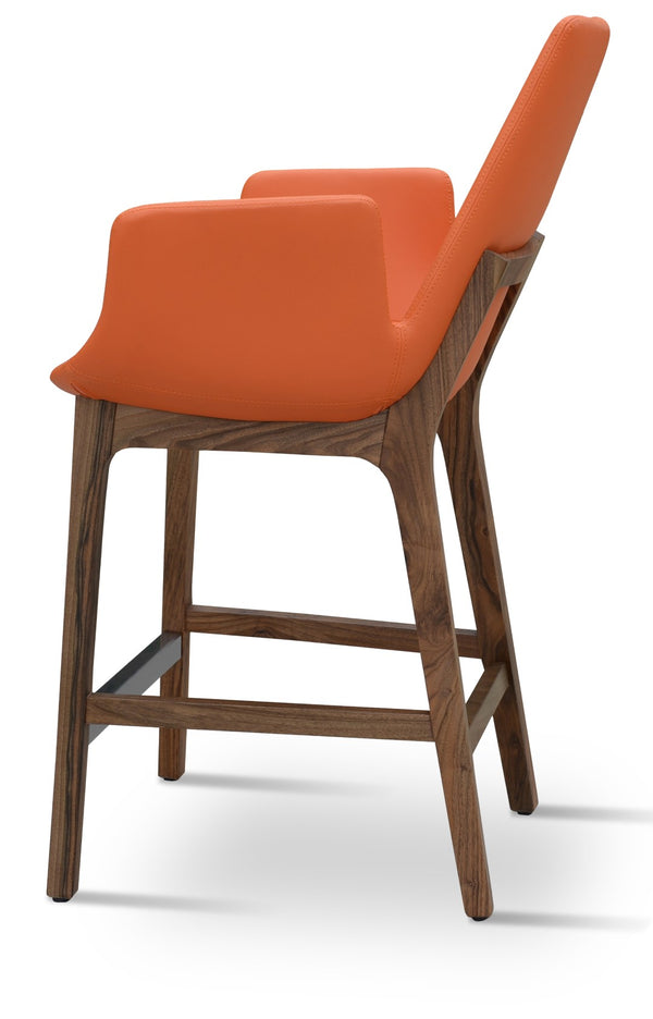 Soho Concept Eiffel Arm Barstools & Counterstools – Stylish Leatherette With Solid Wood Finish, 2-year Guarantee! Walnut,Orange  Soho-concept-dining-chair-08262
