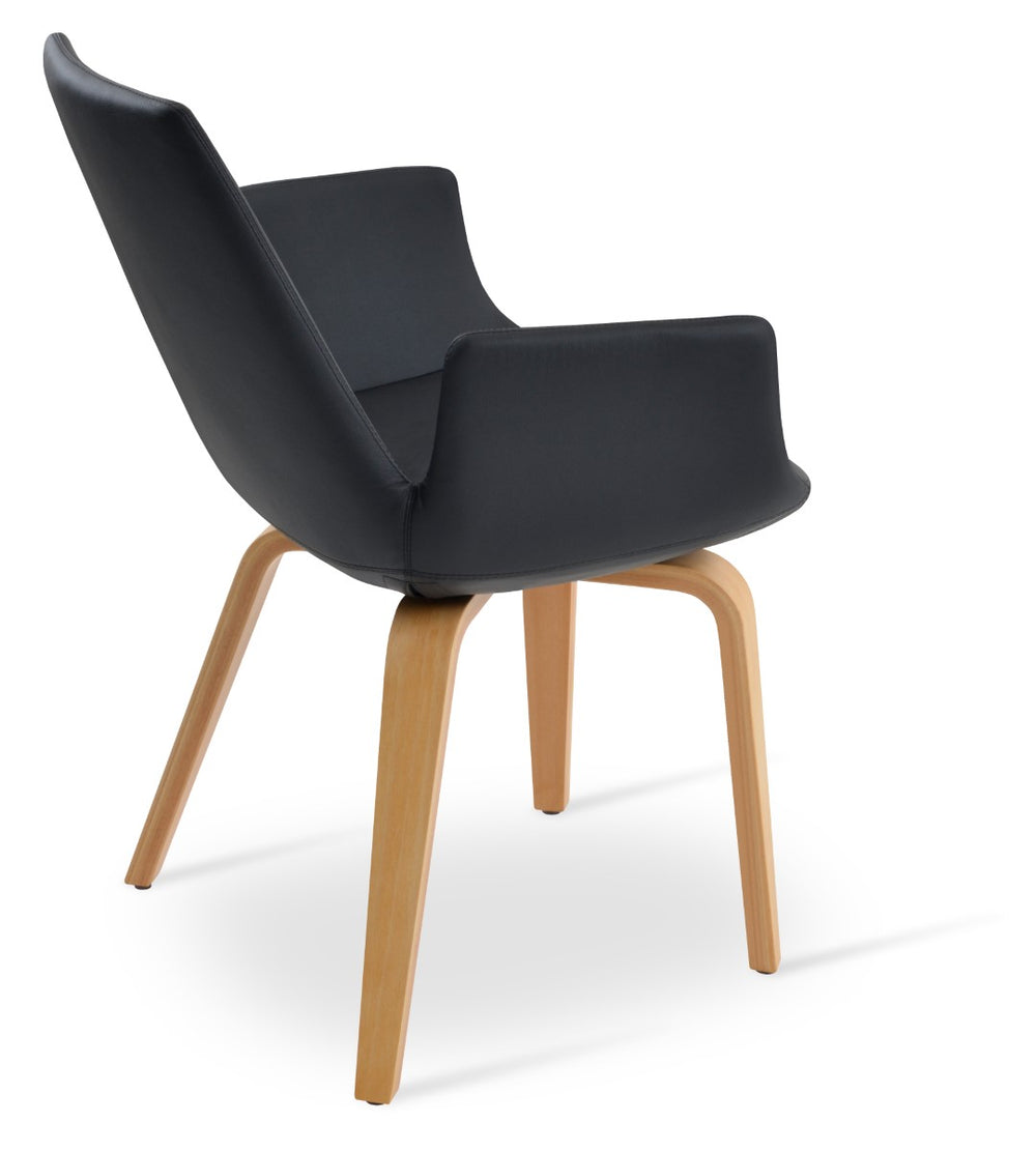 Soho Concept Eiffel Arm Wood Bar & Counter Stool - Premium Leatherette, Solid Wood, Stylish & Durable Design Ash,Brass,Black  Soho-concept-dining-chair-02961