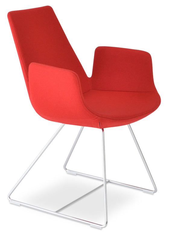 Soho Concept Eiffel Arm Wire Counter & Bar Chair - Stylish Wool Fabric, 10-year Guarantee, Modern Design, Dark Grey Chrome,Red  Soho-concept-dining-chair-02995