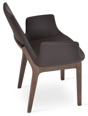 Soho Concept Eiffel Wood Armchair Dining Chair - Stylish Leatherette, Solid Wood Base, 2-year Guarantee, Limited Stock! Walnut,Brown  Soho-concept-dining-chair-03062