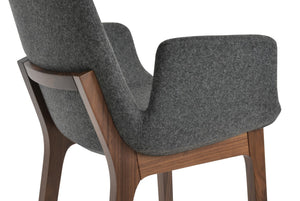 Soho Concept Eiffel Arm Wood Counter & Bar Dining Chair - Solid Wood, Wool Upholstery, 10-year Guarantee, Dark Grey Dark Grey,Walnut  Soho-concept-dining-chair-02711