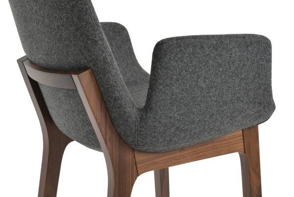 Soho Concept Eiffel Arm Wood Counter & Bar Dining Chair - Solid Wood, Wool Upholstery, 10-year Guarantee, Dark Grey Dark Grey,Walnut  Soho-concept-dining-chair-02711
