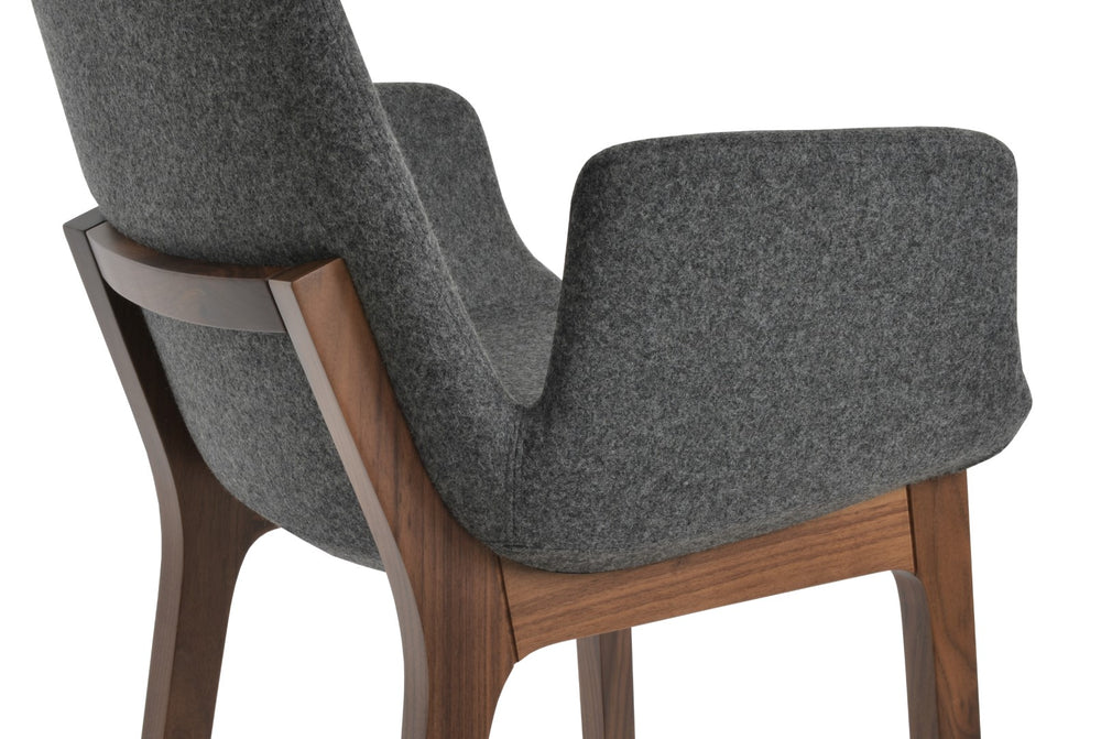 Soho Concept Eiffel Arm Barstools & Counterstools With Premium Wool Fabric - Customizable Walnut Finish Options Walnut,Silver  Soho-concept-dining-chair-08204