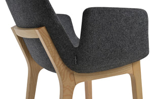 Soho Concept Eiffel Arm Wood Counter & Bar Dining Chair - Solid Wood, Wool Upholstery, 10-year Guarantee, Dark Grey Dark Grey,Natural,Ash  Soho-concept-dining-chair-02712