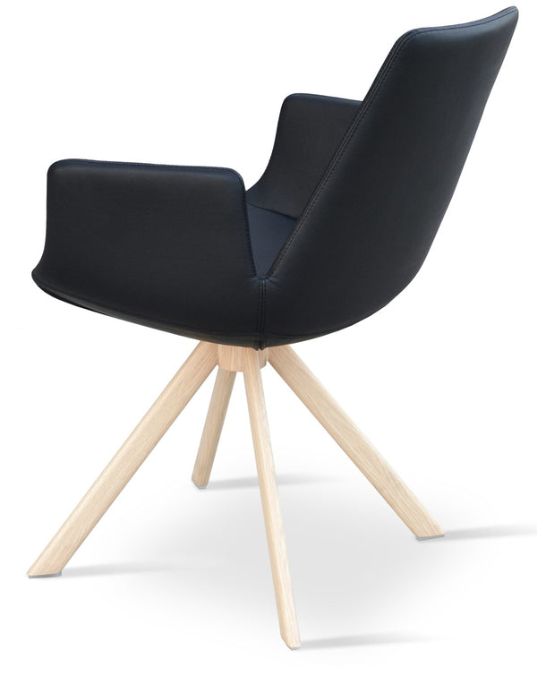 Soho Concept Eiffel Arm Wood Bar & Counter Stool - Premium Leatherette, Solid Wood, Stylish & Durable Design Natural,Black  Soho-concept-dining-chair-02714