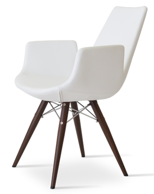 Soho Concept Eiffel Arm Mw Counter & Bar Chair In Leatherette With Chrome Finish - 2-year Guarantee, Stylish Design Walnut,White  Soho-concept-dining-chair-02823