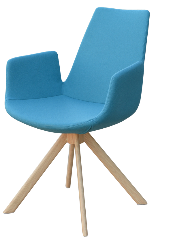 Soho Concept Eiffel Arm Wood Counter & Bar Dining Chair - Solid Wood, Wool Upholstery, 10-year Guarantee, Dark Grey Turquoise,Natural  Soho-concept-dining-chair-02931