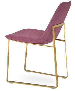 Soho Concept Eiffel Sled Chair - Stylish Dining Seating In Camira Era Fabric With 10-year Guarantee & Gold Finish Gold  Soho-concept-dining-chair-03392