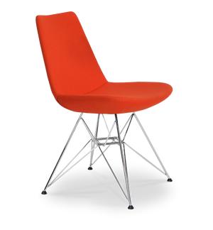 Soho Concept Eiffel Tower Chair - Premium Camira Blazer Wool Dining Seat With Chrome Finish & 10-year Guarantee Orange  Soho-concept-dining-chair-03578