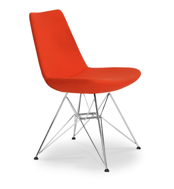 Soho Concept Eiffel Tower Chair - Premium Camira Blazer Wool Dining Seat With Chrome Finish & 10-year Guarantee Orange  Soho-concept-dining-chair-03578