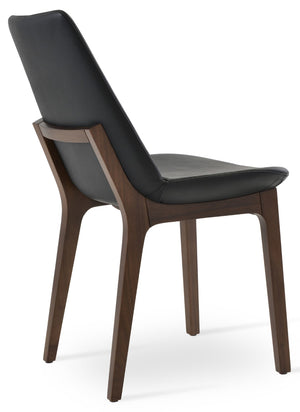 Soho Concept Eiffel Wood Chair - Stylish Dining Seating With Durable Leatherette, Brass Stretchers & 2-year Guarantee Black,Walnut  Soho-concept-dining-chair-03654
