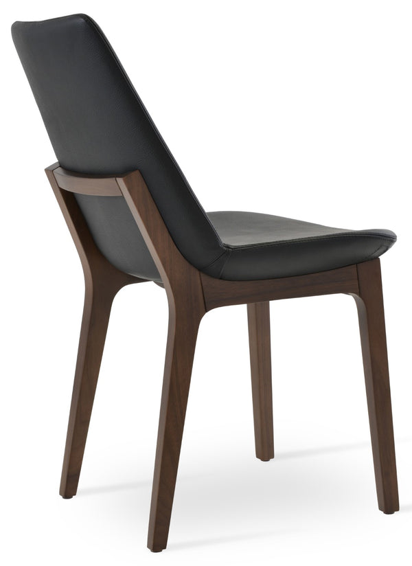 Soho Concept Eiffel Wood Chair - Stylish Dining Seating With Durable Leatherette, Brass Stretchers & 2-year Guarantee Black,Walnut  Soho-concept-dining-chair-03654