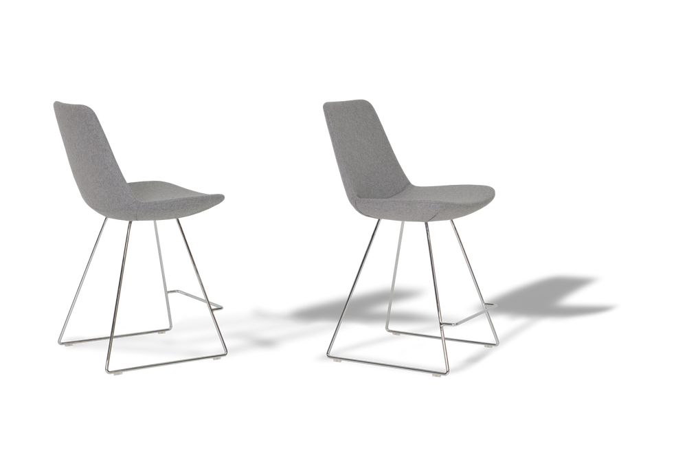 Soho Concept Eiffel Wire Barstools & Counterstools - Premium Camira Blazer Wool, 10-year Guarantee, Stylish Design Grey  Soho-concept-dining-chair-08347