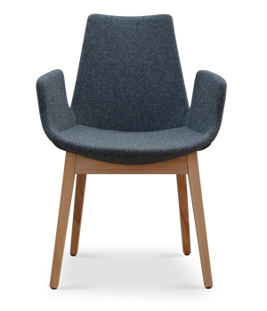 Soho Concept Eiffel Wood Armchair Dining Chair - Premium Camira Blazer Wool, 10-year Guarantee, Durable Design Natural,Dark Grey  Soho-concept-dining-chair-03609