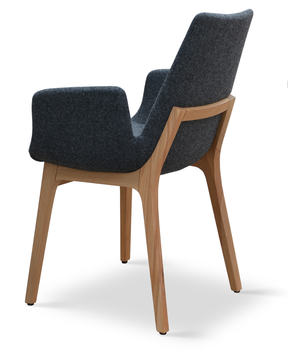 Soho Concept Eiffel Wood Armchair - Elegant Dining Chair In Boucle, Velvet, Nubuck & Camira Fabrics, 10-year Warranty Natural,Dark Grey  Soho-concept-dining-chair-03610
