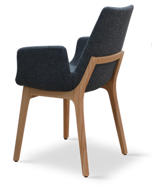 Soho Concept Eiffel Wood Armchair - Elegant Dining Chair In Boucle, Velvet, Nubuck & Camira Fabrics, 10-year Warranty Natural,Dark Grey  Soho-concept-dining-chair-03610